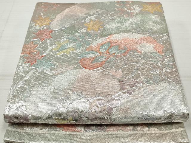 平和屋着物◎佐賀錦 六通柄袋帯 藤花房文 楓 銀糸 正絹 逸品 DAAZ1009qa