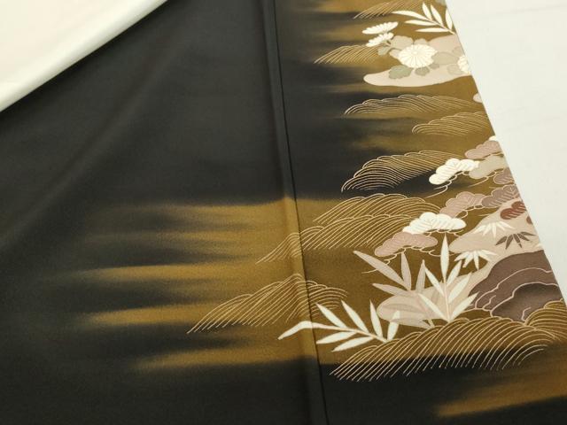 平和屋着物■豪華黒留袖 駒刺繍 花浜松文 暈し染め 金彩 正絹 逸品 DAAZ1135qa