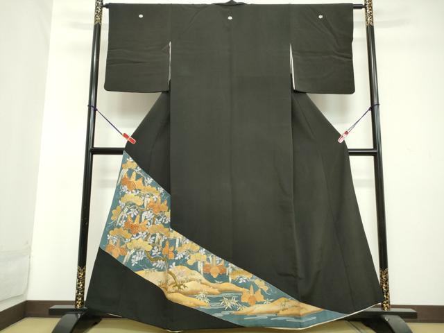 平和屋着物■豪華黒留袖 駒刺繍 枝葉藤花房文 桐 金彩 正絹 逸品 DAAZ1154qa