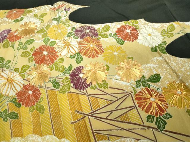 平和屋着物■豪華黒留袖 駒刺繍 菊尽くし 金彩 正絹 逸品 DAAZ1318qa