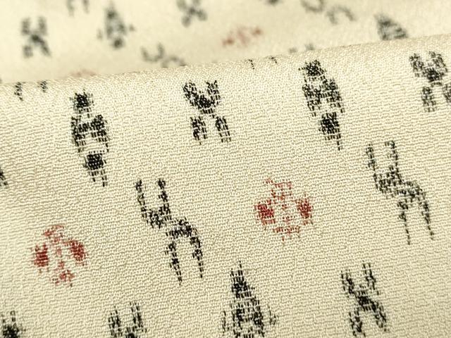 平和屋着物■上質なお召 幾何学文 正絹 逸品 DAAZ1327qa