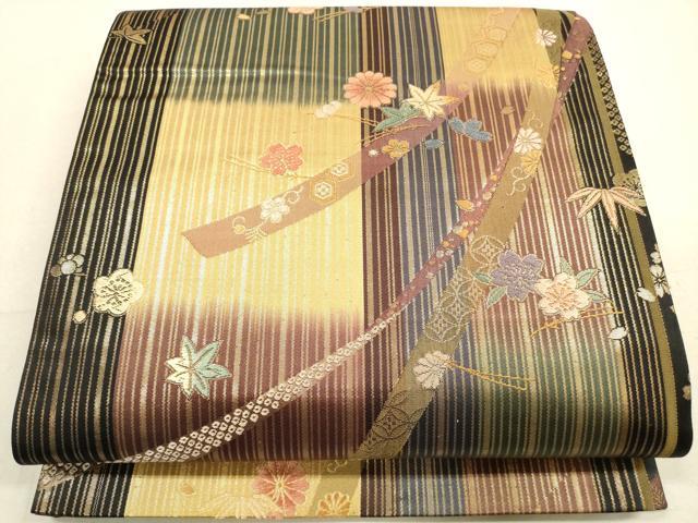 平和屋着物澤屋重兵衛 六通柄袋帯 古来錦 金糸 正絹 逸