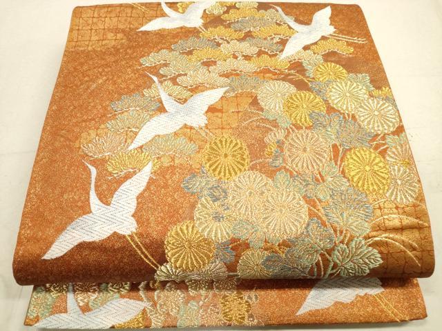 推定30万円☆高級 正絹 唐織 金彩蒔絵 六通 袋帯 平和屋着物◎六通柄袋帯 唐織 蒔絵百景 九百錦 飛