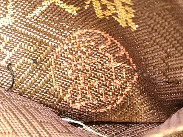 平和屋着物◎六通柄袋帯 陽襴佳樹花文様 金糸 上出喜山 正絹 逸品 DAAZ1747xg