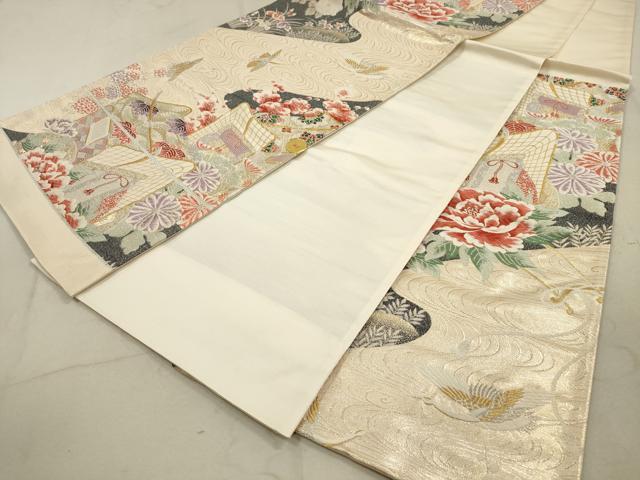 平和屋着物◎西陣 精華織物謹製 六通柄袋帯 唐織 飛鶴花文 金糸 正絹 逸品 DAAZ1774xg