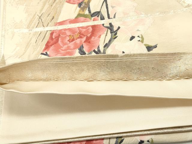 平和屋着物◎六通柄袋帯 作家物 花物語 寒牡丹 引箔 正絹 逸品 DAAZ1889xg