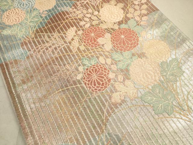 平和屋着物◎六通柄袋帯 雲取り秋草文 金糸 引箔 正絹 逸品 DAAZ1923xg