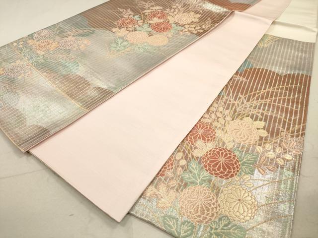 平和屋着物◎六通柄袋帯 雲取り秋草文 金糸 引箔 正絹 逸品 DAAZ1923xg