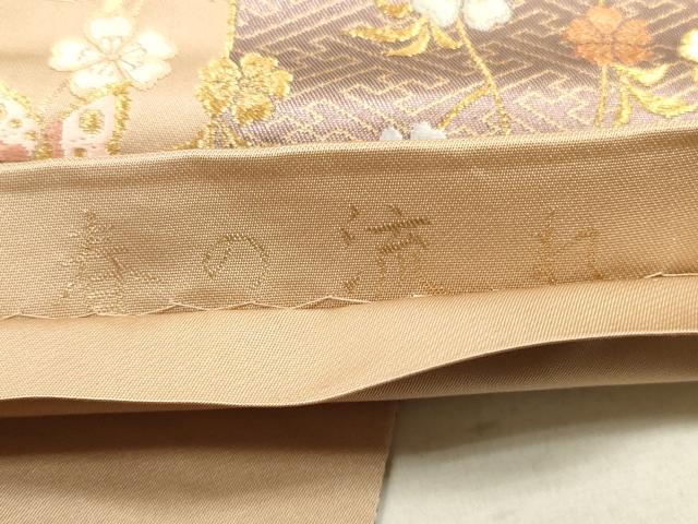 平和屋着物◎六通柄袋帯 唐織 花蝶文 春の流れ 金糸 正絹 逸品 DAAZ1948xg