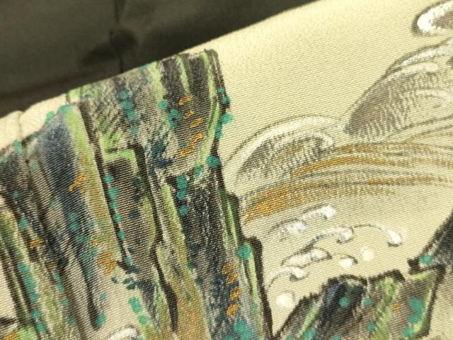平和屋着物■豪華黒留袖 手描き 流水風景文 暈し染め 金彩 正絹 逸品 DAAZ2070op
