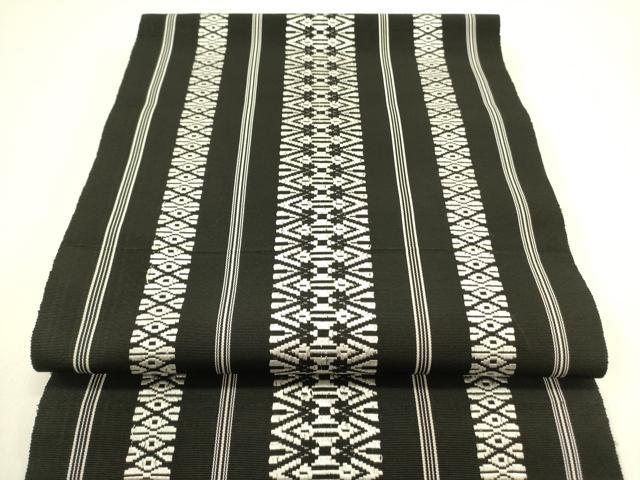 平和屋着物●本場筑前博多織 八寸名古屋帯 献上 黒地 正絹 逸品 DAAZ2224op