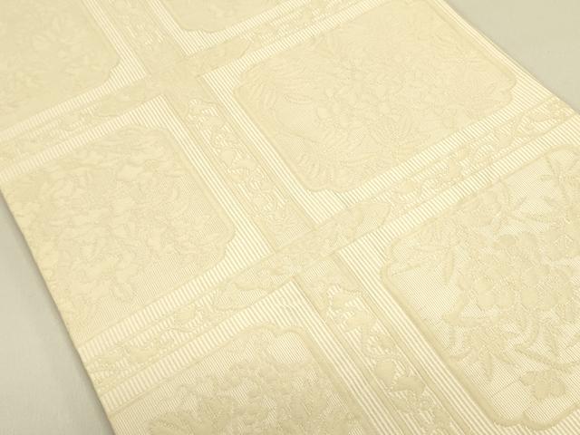 平和屋着物●全通柄袋帯 ふくれ織 草花文 正絹 逸品 DAAZ2244op