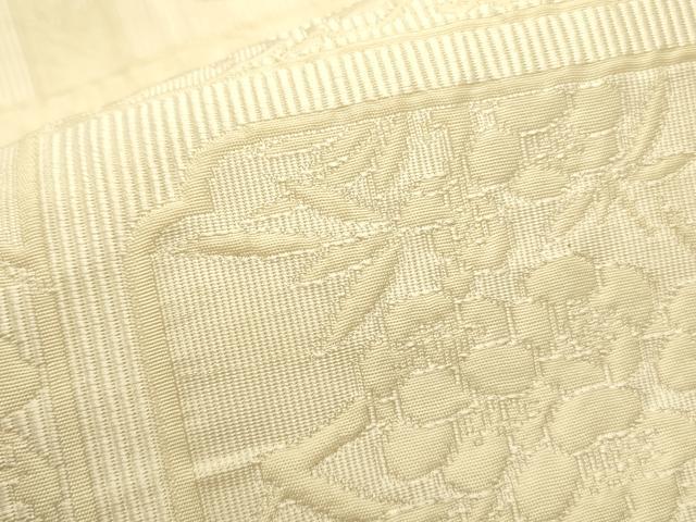 平和屋着物●全通柄袋帯 ふくれ織 草花文 正絹 逸品 DAAZ2244op