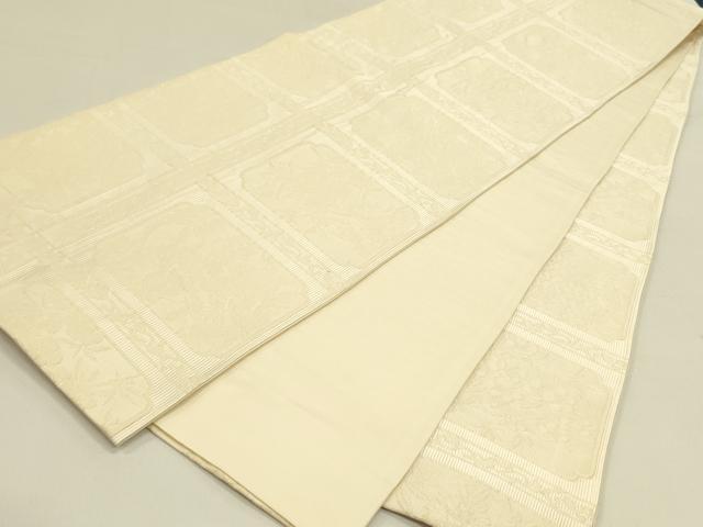 平和屋着物●全通柄袋帯 ふくれ織 草花文 正絹 逸品 DAAZ2244op