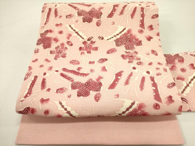 平和屋着物●九寸名古屋帯 型染 舞花 正絹 逸品 DAAZ2272op