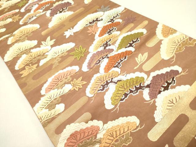 平和屋着物●六通柄袋帯 唐織 エ霞松文 金糸 正絹 逸品 DAAZ2326op