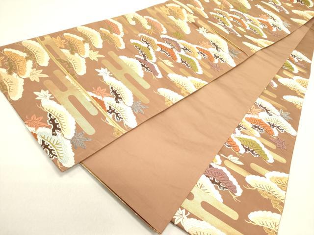 平和屋着物●六通柄袋帯 唐織 エ霞松文 金糸 正絹 逸品 DAAZ2326op