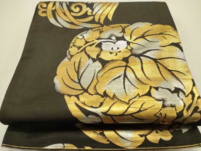 平和屋着物●アンティーク 大正ロマン 六通柄京袋帯 花鳥文 金銀糸 正絹 逸品 DAAZ2346op
