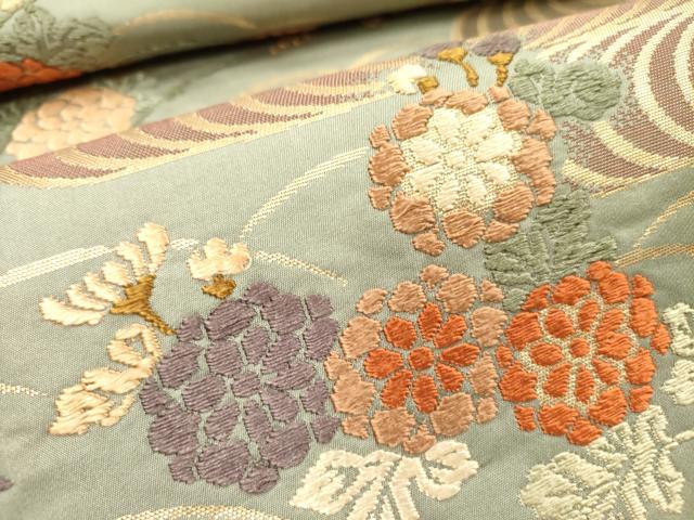 平和屋着物●六通柄袋帯 唐織 流水花文 金糸 正絹 逸品 DAAZ2410op