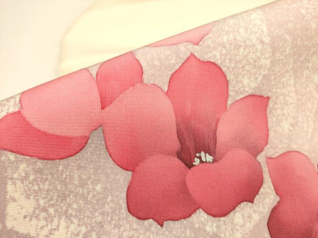 平和屋着物●塩瀬 九寸名古屋帯 舞花 銀彩 正絹 逸品 DAAZ2424op