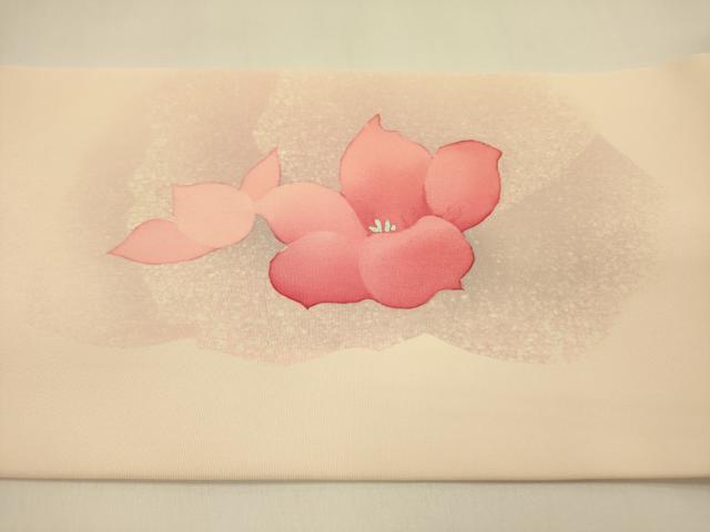 平和屋着物●塩瀬 九寸名古屋帯 舞花 銀彩 正絹 逸品 DAAZ2424op