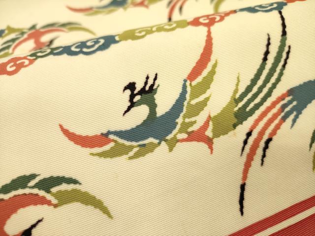 平和屋着物●塩瀬 九寸名古屋帯 型染 飛鳥文 正絹 逸品 DAAZ2426op