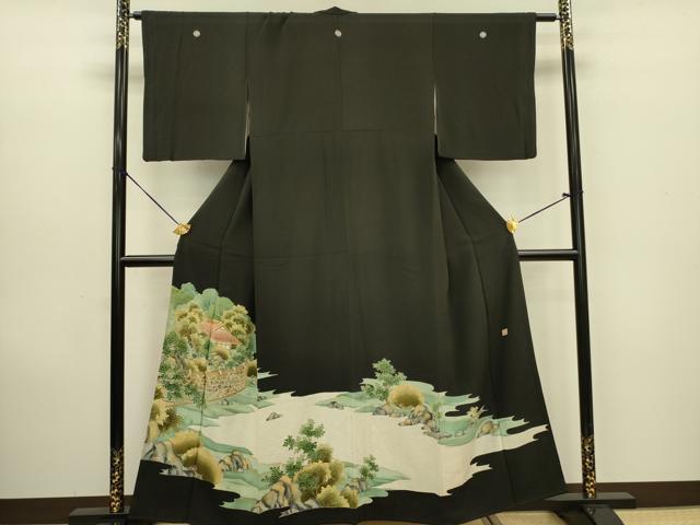 平和屋着物■豪華黒留袖 作家物 風景文 金彩 正絹 逸品 DAAZ2566op