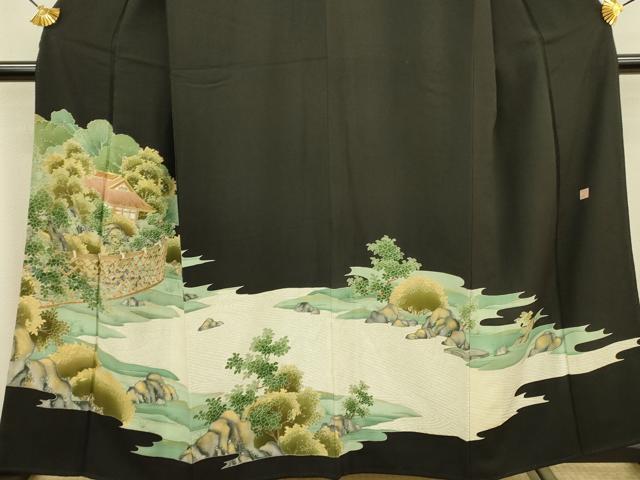 平和屋着物■豪華黒留袖 作家物 風景文 金彩 正絹 逸品 DAAZ2566op