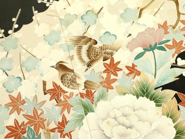 平和屋着物■豪華黒留袖 刺繍 牡丹花文 金彩 正絹 逸品 DAAZ2568op