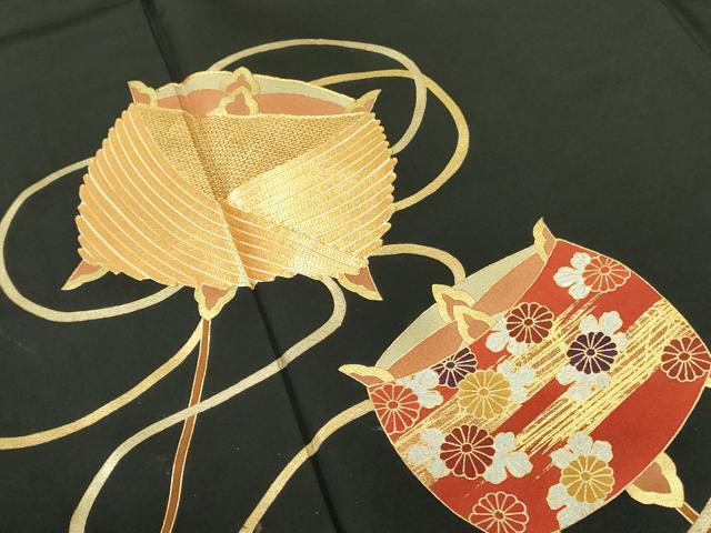 平和屋着物■豪華黒留袖 駒刺繍 糸車花文 金糸 正絹 逸品 DAAZ2650op