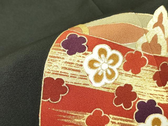 平和屋着物■豪華黒留袖 駒刺繍 糸車花文 金糸 正絹 逸品 DAAZ2650op