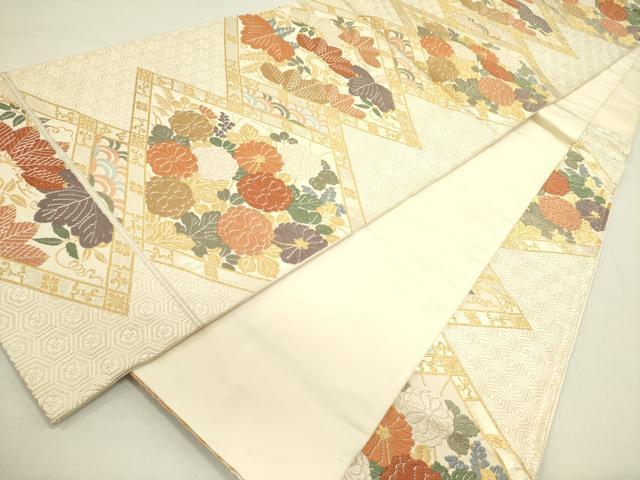 平和屋着物●六通柄袋帯 唐織 桐菊文 金糸 正絹 逸品 DAAZ2797op