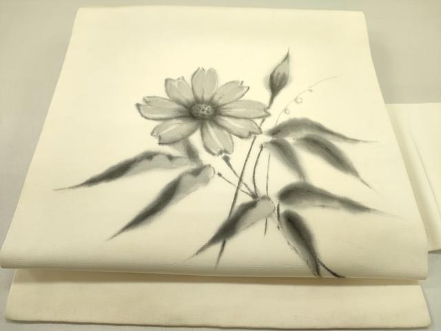 平和屋着物●九寸名古屋帯 作家物 手描き 草花 正絹 逸品 DAAZ2832op
