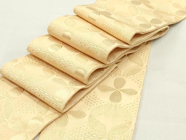 平和屋着物●男性 本場筑前博多織 角帯 七宝花文 香色 正絹 逸品 DAAZ3061ob