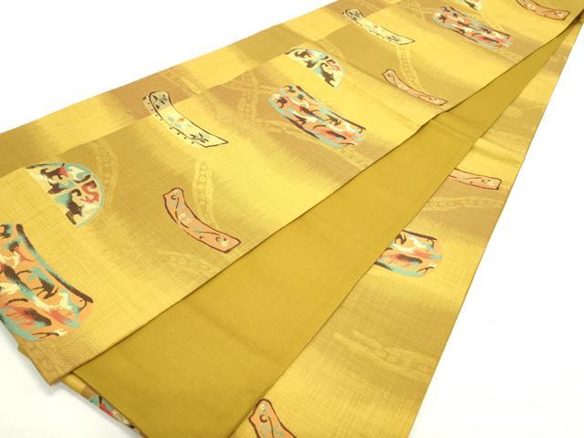 平和屋着物●六通柄袋帯 動物草花文 正絹 逸品 DAAZ3114ob