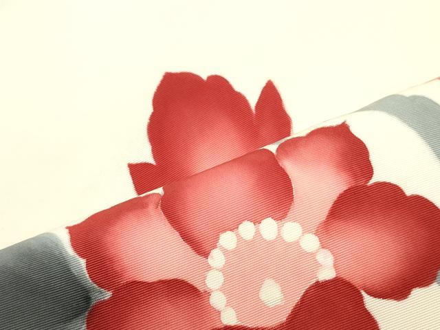 平和屋着物●塩瀬 九寸名古屋帯 手描き 花唐草文 正絹 逸品 DAAZ3121ob