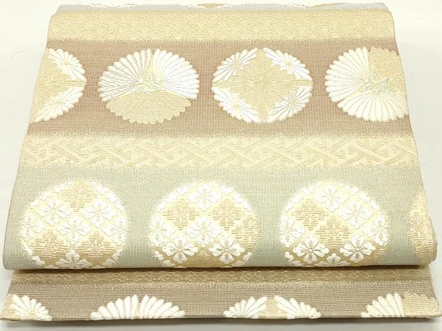 平和屋着物●六通柄袋帯 唐織 金華山織 吉祥花菱丸文 金糸 正絹 逸品 DAAZ3167ob