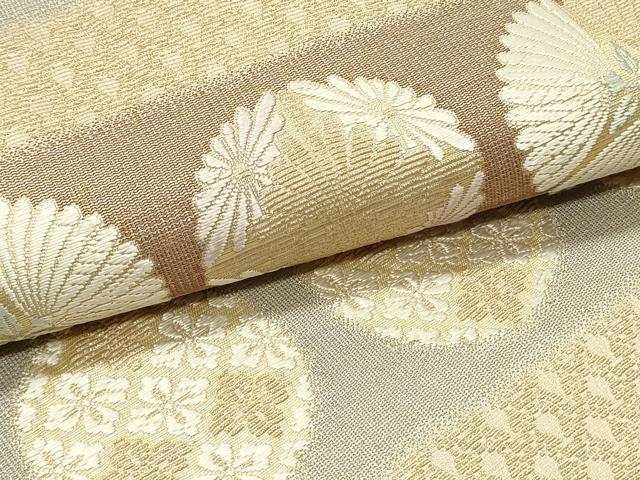 平和屋着物●六通柄袋帯 唐織 金華山織 吉祥花菱丸文 金糸 正絹 逸品 DAAZ3167ob