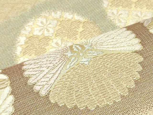 平和屋着物●六通柄袋帯 唐織 金華山織 吉祥花菱丸文 金糸 正絹 逸品 DAAZ3167ob