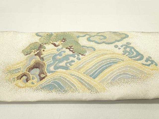 平和屋着物●綴れ 八寸名古屋帯 立波雲松文 金糸 正絹 逸品 DAAZ3169ob