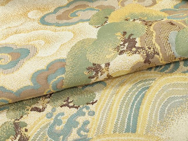 平和屋着物●綴れ 八寸名古屋帯 立波雲松文 金糸 正絹 逸品 DAAZ3169ob