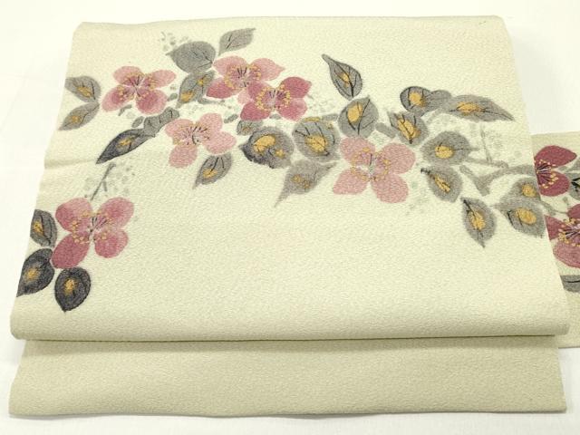 平和屋着物●京友禅作家　山科春宣　九寸名古屋帯　手描き　草花文　金彩　正絹　逸品　DAAZ3181ob 平和屋着物○京友禅作家 山科春宣 九寸名古屋帯 手描き 草花