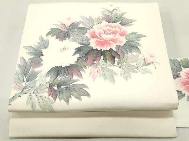 平和屋着物●内山晴祥 手描き 塩瀬 九寸名古屋帯 草花文 正絹 逸品 DAAZ3213ob