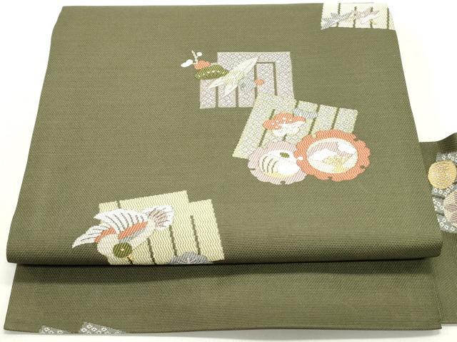 平和屋着物●九寸名古屋帯 唐織 源氏香雪輪花鳥文 正絹 逸品 DAAZ3230ob