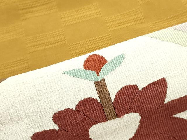 平和屋着物●八寸名古屋帯 すくい織 花菱文 正絹 逸品 DAAZ3249ob