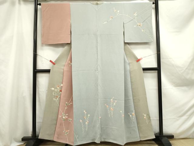 平和屋着物■訪問着 枝花文 金彩 鬼しぼ縮緬 正絹 逸品 DAAZ3316ob