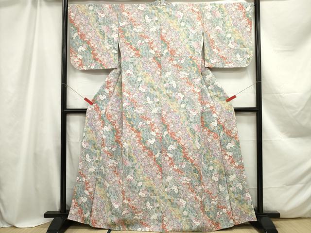 平和屋着物■上質な小紋 草花松文 正絹 逸品 DAAZ3349ob
