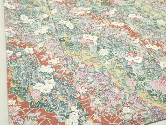 平和屋着物■上質な小紋 草花松文 正絹 逸品 DAAZ3349ob