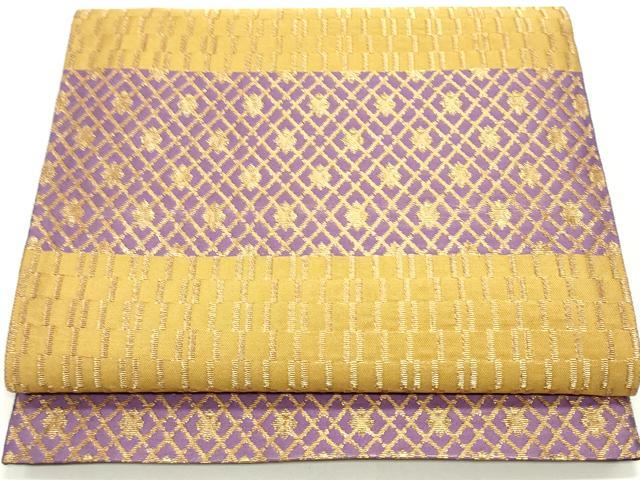 平和屋着物●ファッションデザイナー 花井幸子 六通柄袋帯 横段文 金糸 正絹 逸品 DAAZ3405ob
