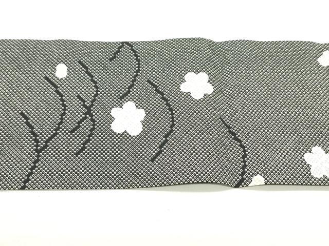 平和屋着物●全通柄九寸名古屋帯 舞花文 黒地 正絹 逸品 DAAZ3423ob